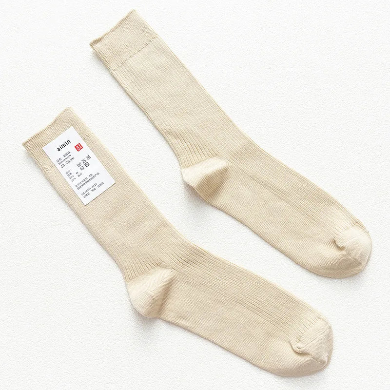 Long Men's Japanese Bamboo Cotton Rib Knit Socks