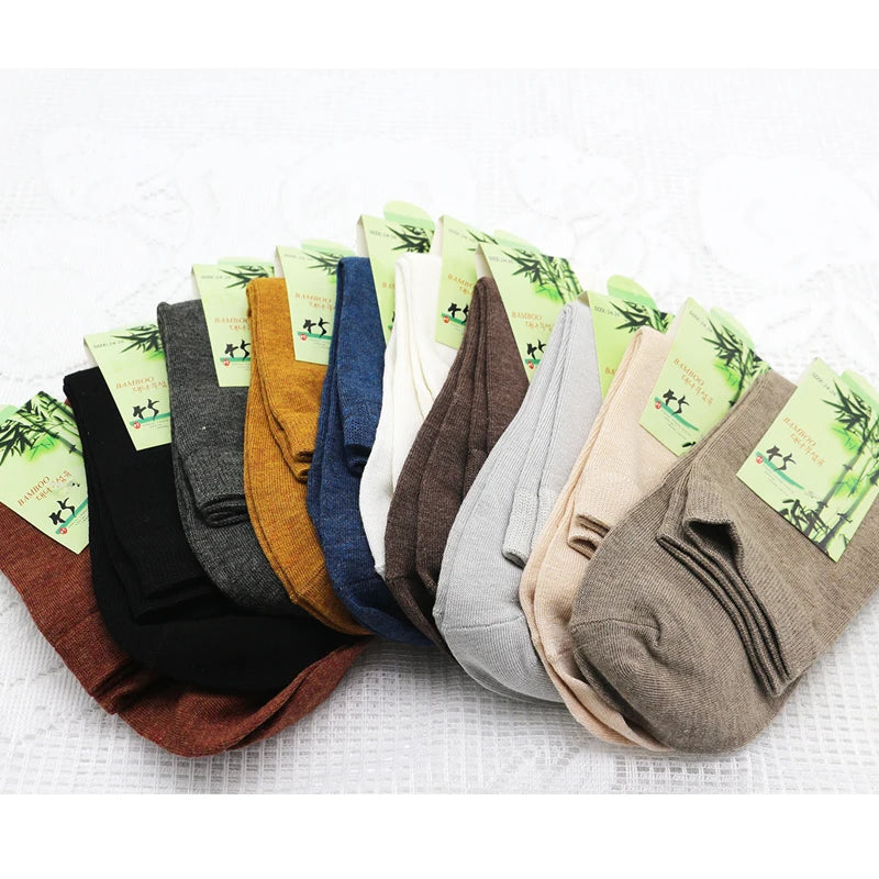 5-Pack Colorful Women's Bamboo Fiber Socks - Solid Color