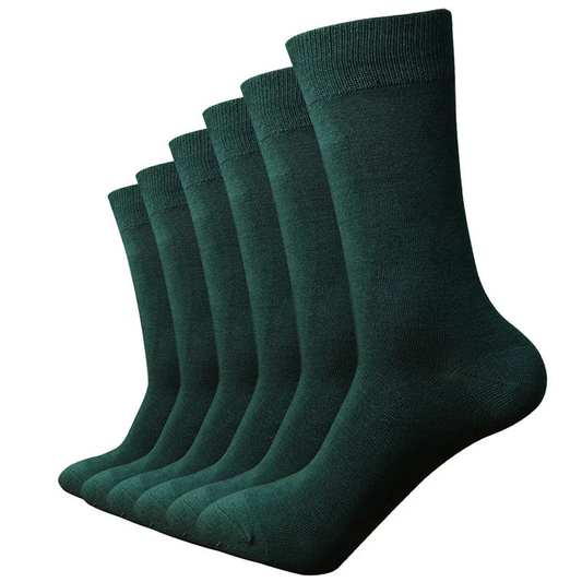 6-Pack Men's Green Bamboo Dress Socks - Breathable Antibacterial