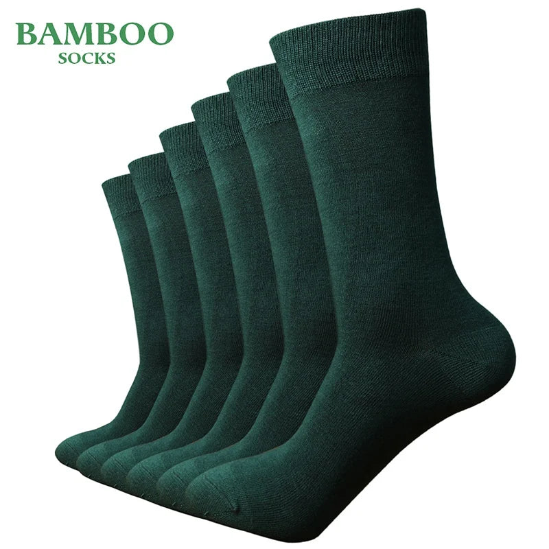 6-Pack Men's Green Bamboo Dress Socks - Breathable Antibacterial