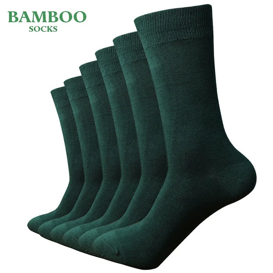 6-Pack Men's Green Bamboo Dress Socks - Breathable Antibacterial