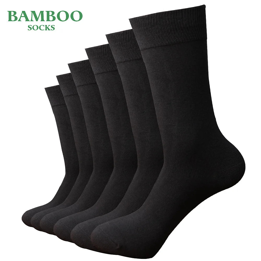 6-Pack Men's Charcoal Gray Bamboo Dress Socks - Breathable & Antibacterial