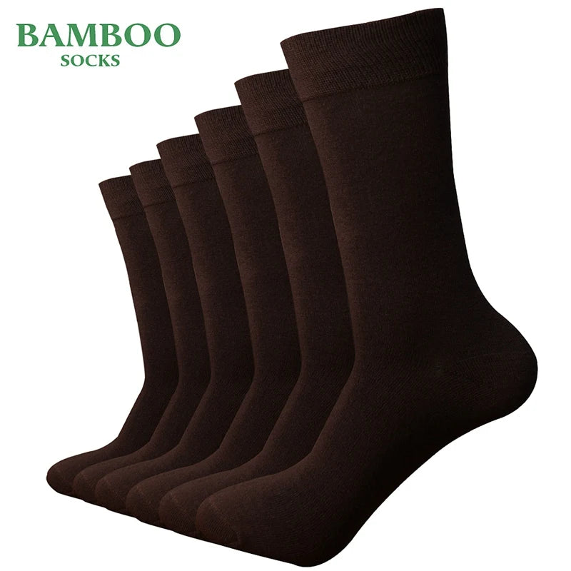 6-Pack Dark Brown Men's Bamboo Dress Socks - Breathable & Antibacterial