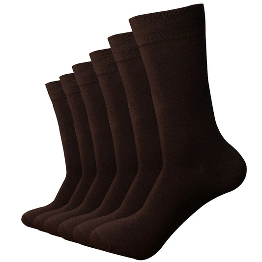 6-Pack Dark Brown Men's Bamboo Dress Socks - Breathable & Antibacterial