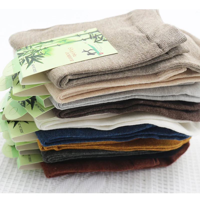 5-Pack Colorful Women's Bamboo Fiber Socks - Solid Color