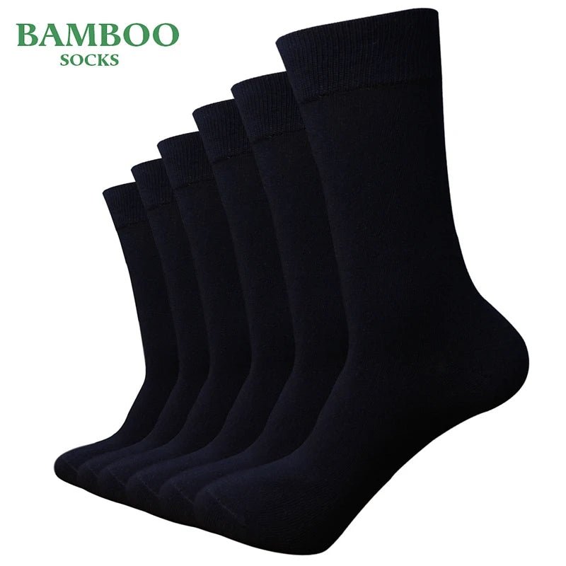 6-Pack Navy Blue Bamboo Dress Socks - Breathable & Antibacterial