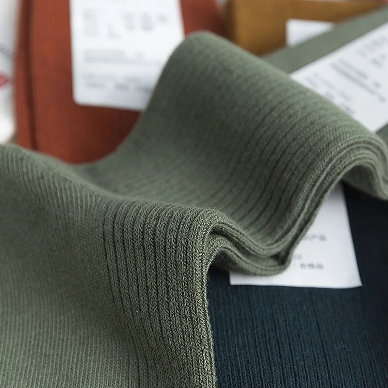 Long Men's Japanese Bamboo Cotton Rib Knit Socks
