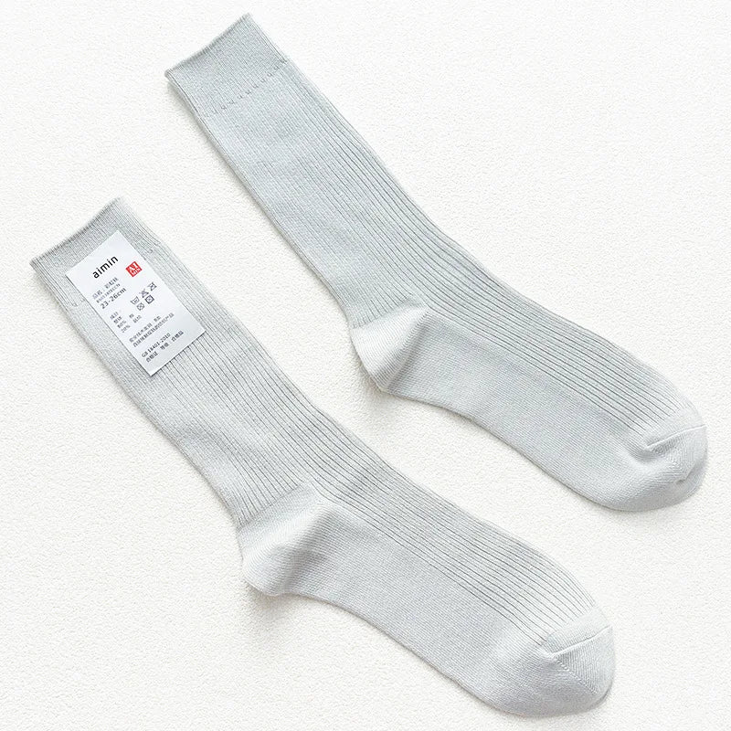 Long Men's Japanese Bamboo Cotton Rib Knit Socks