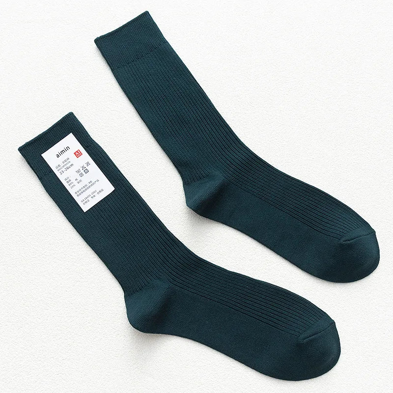 Long Men's Japanese Bamboo Cotton Rib Knit Socks