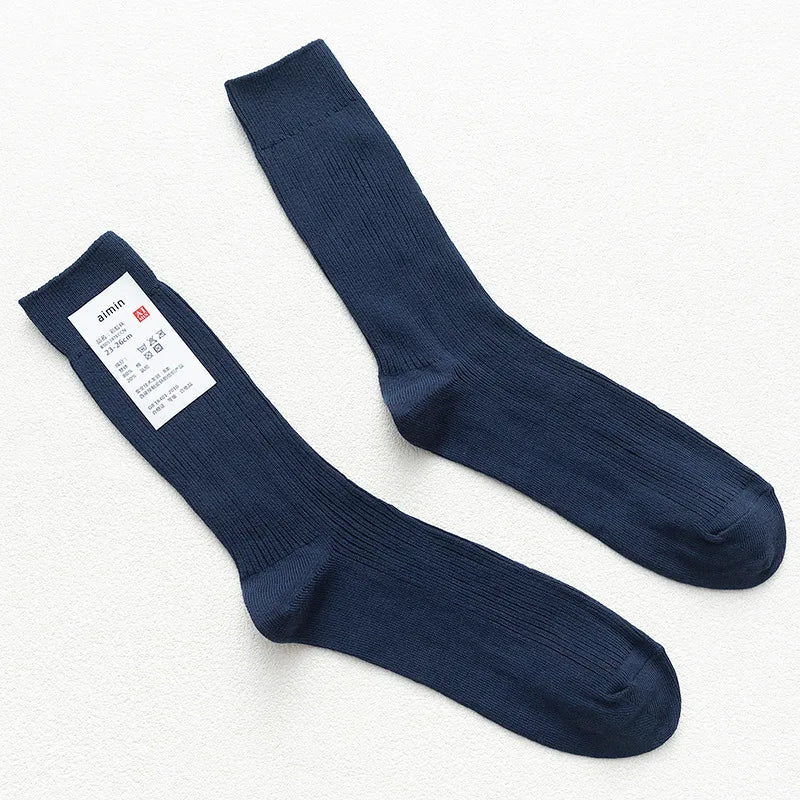 Long Men's Japanese Bamboo Cotton Rib Knit Socks