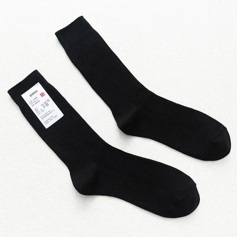 Long Men's Japanese Bamboo Cotton Rib Knit Socks