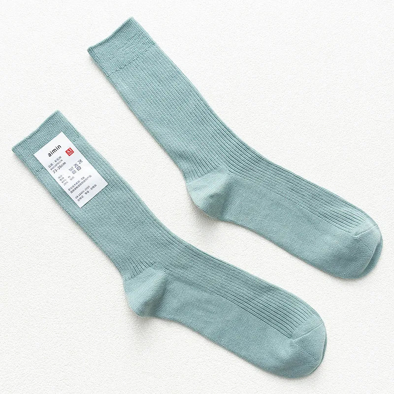 Long Men's Japanese Bamboo Cotton Rib Knit Socks