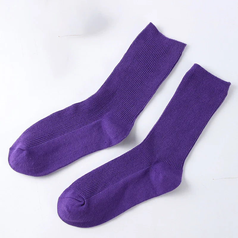 Women's Solid Color Bamboo Cotton Crew Socks