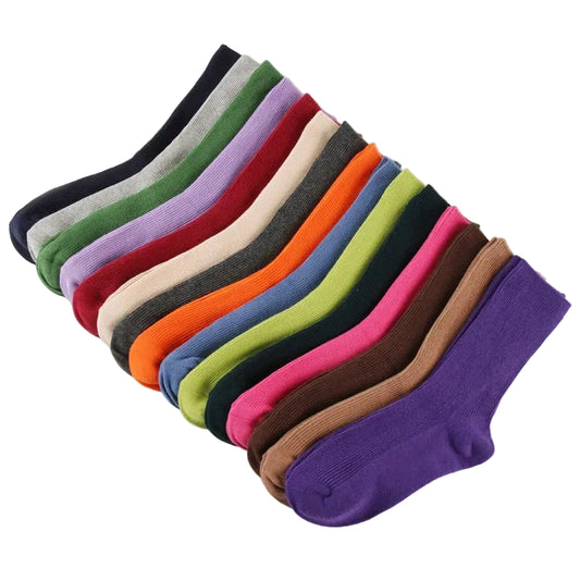 Women's Solid Color Bamboo Cotton Crew Socks