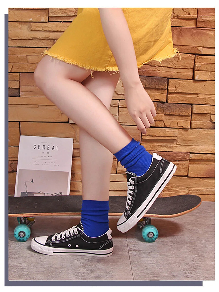 Women's Solid Color Bamboo Cotton Crew Socks