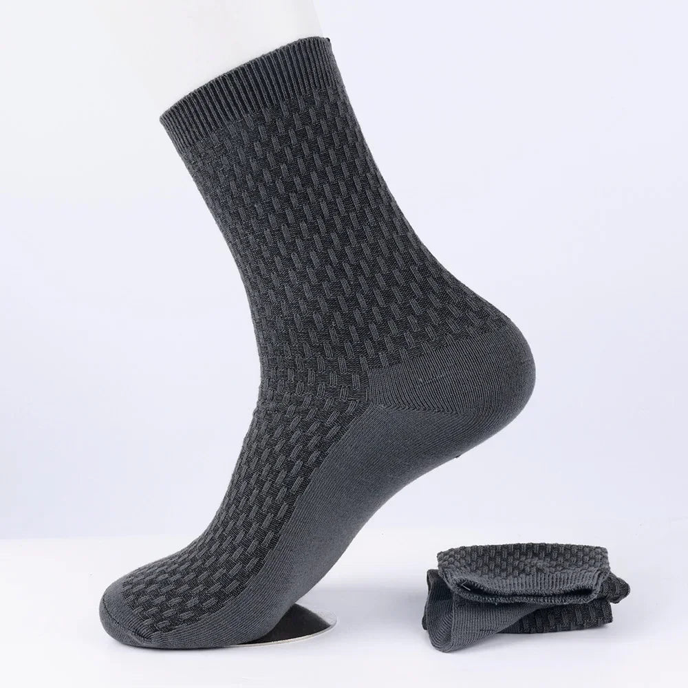 Mens Bamboo Fiber Deodorant High Tube Breathable Dress Socks One Size