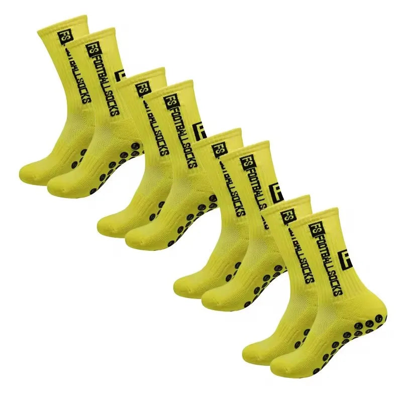 Men's Bamboo Soccer Socks With Non Slip Gripper Pads - 4 Pairs