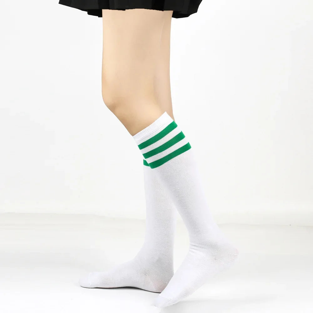 Women's Striped Knee High Bamboo Cotton Socks