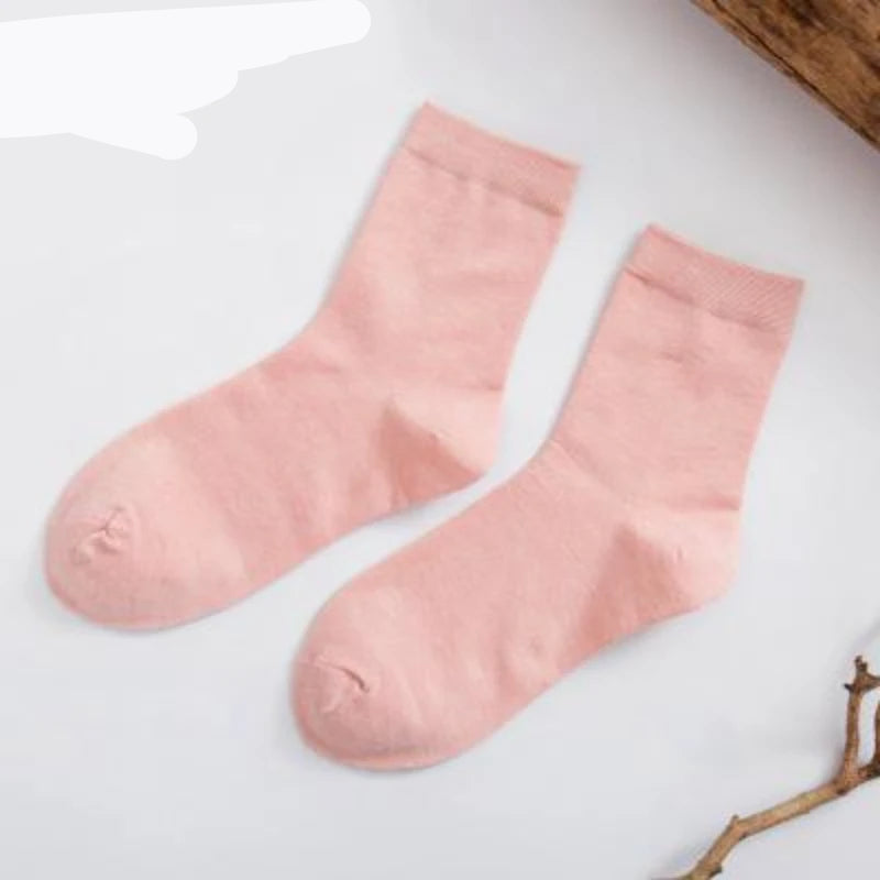Women's Bamboo Fiber Socks 5 Pairs Solid Color Thin Candy Color Kawaii