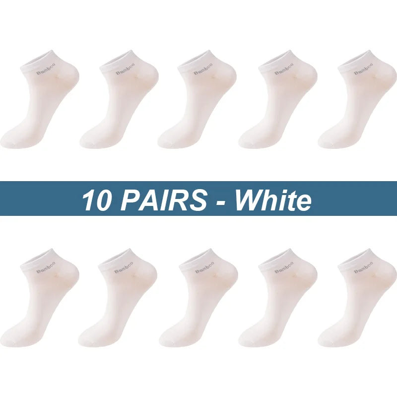 Men's Bamboo Fiber Socks 10 Pairs Breathable Ankle Antibacterial EU38-45 US6-11