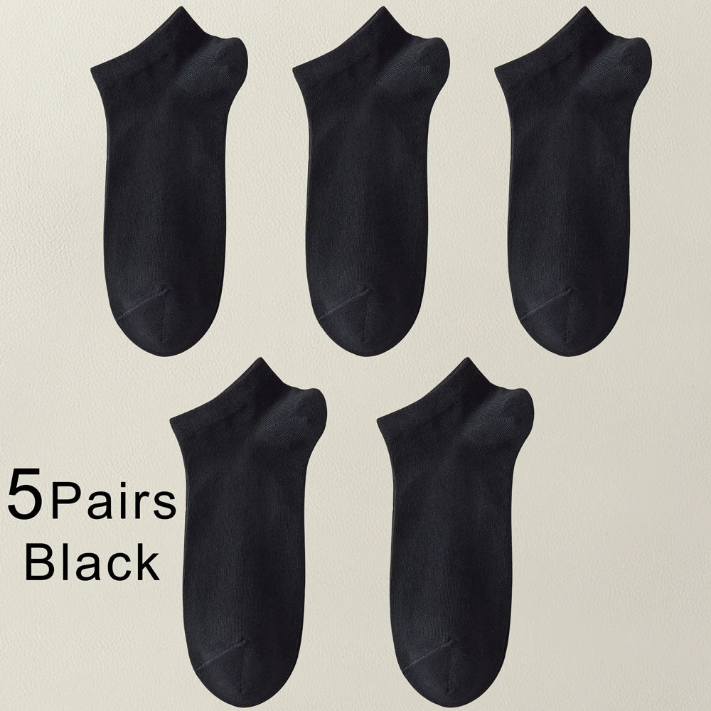 5 Pairs Mens Bamboo Fiber Ankle Socks Thin Breathable Antibacterial