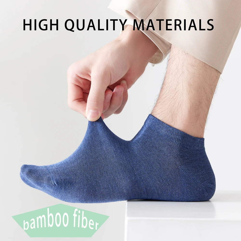 5 Pairs Mens Bamboo Fiber Ankle Socks Thin Breathable Antibacterial