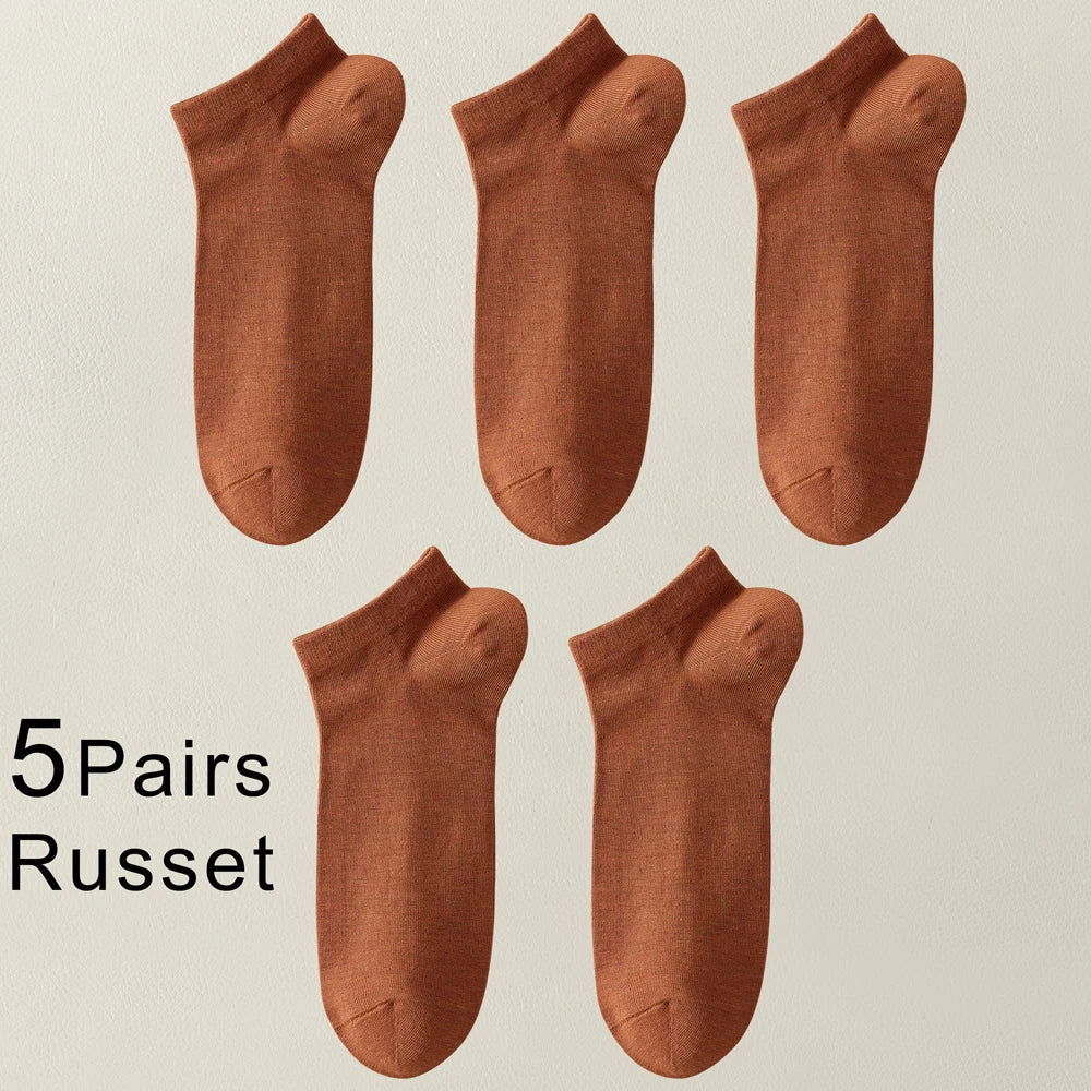 5 Pairs Mens Bamboo Fiber Ankle Socks Thin Breathable Antibacterial