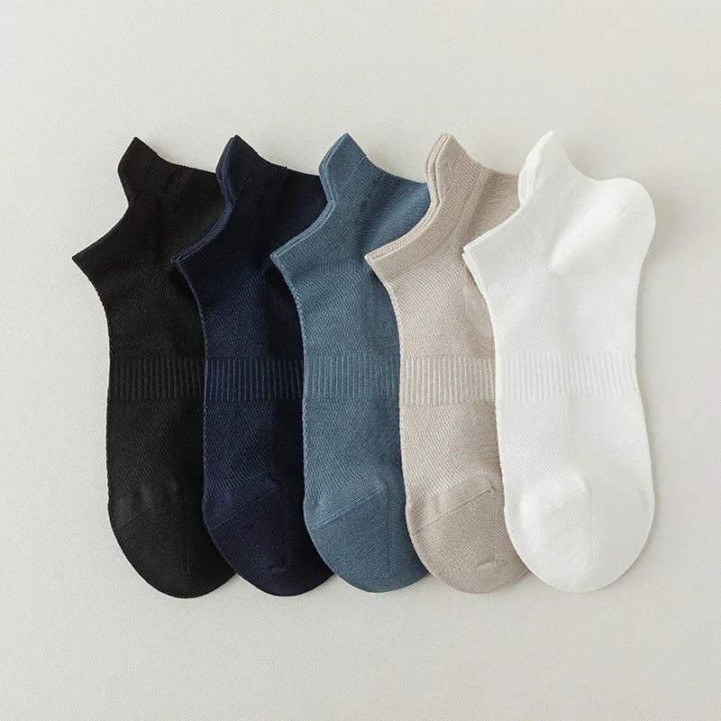 Mens Bamboo Fiber Breathable Ankle Socks - 5 Pairs