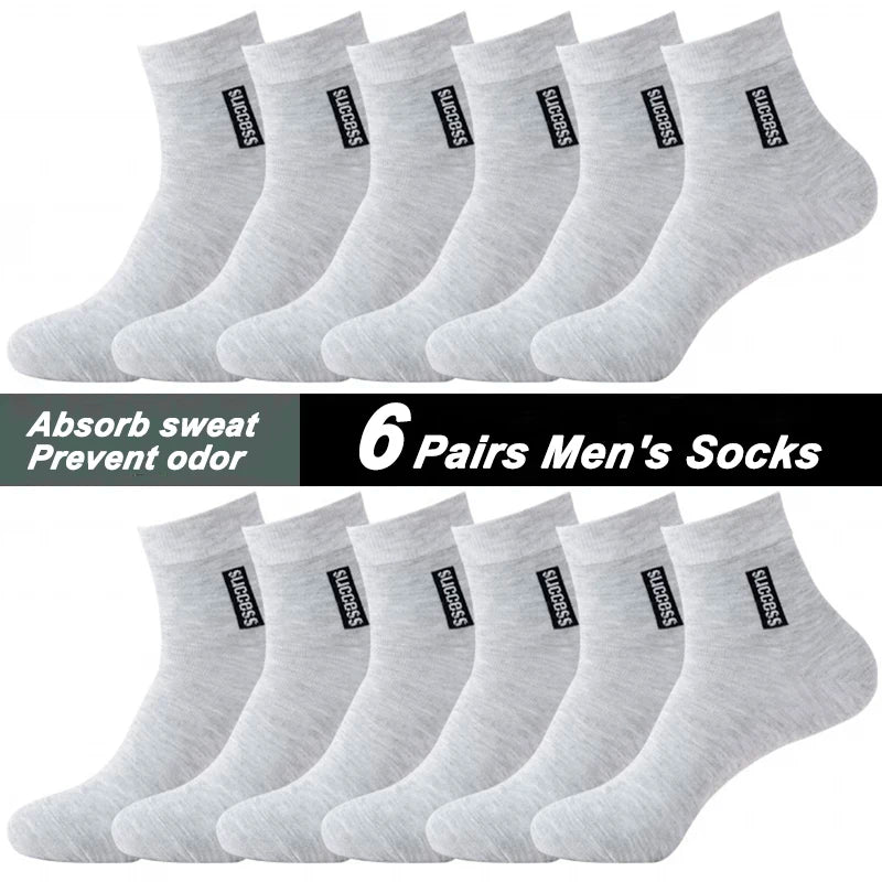6 Pairs Mens Breathable Bamboo Fiber Socks Cotton Deodorizing