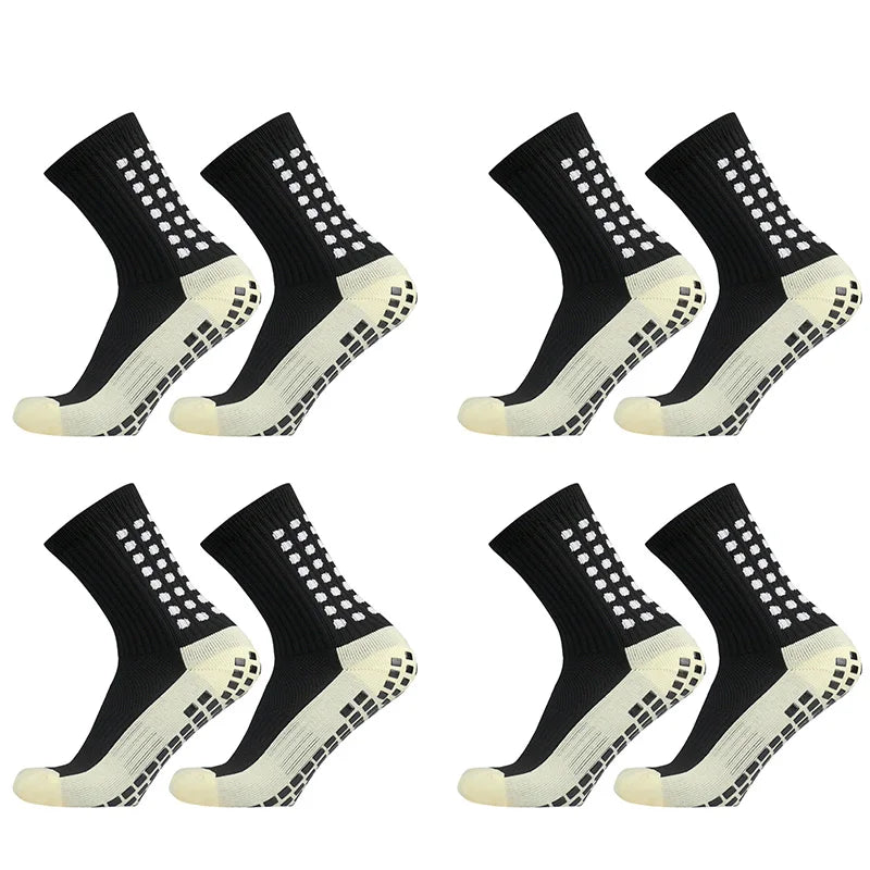 Bamboo Anti Slip Soccer Socks - 4 Pairs Non Slip