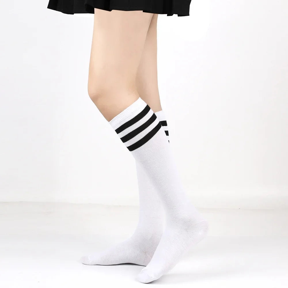 Women's Striped Knee High Bamboo Cotton Socks