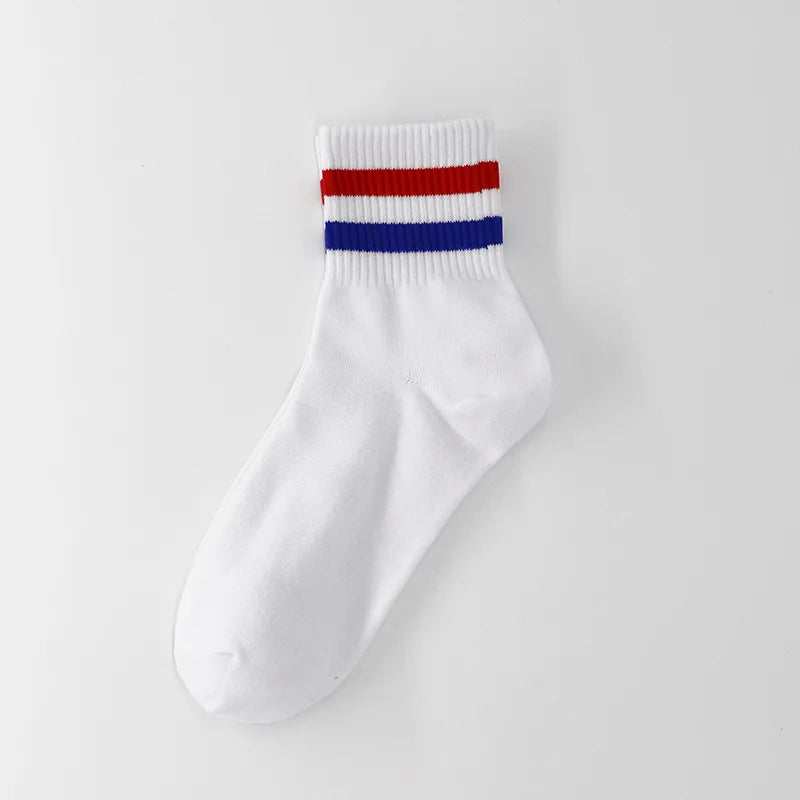 Vintage Two Stripe Bamboo Cotton Ankle Socks