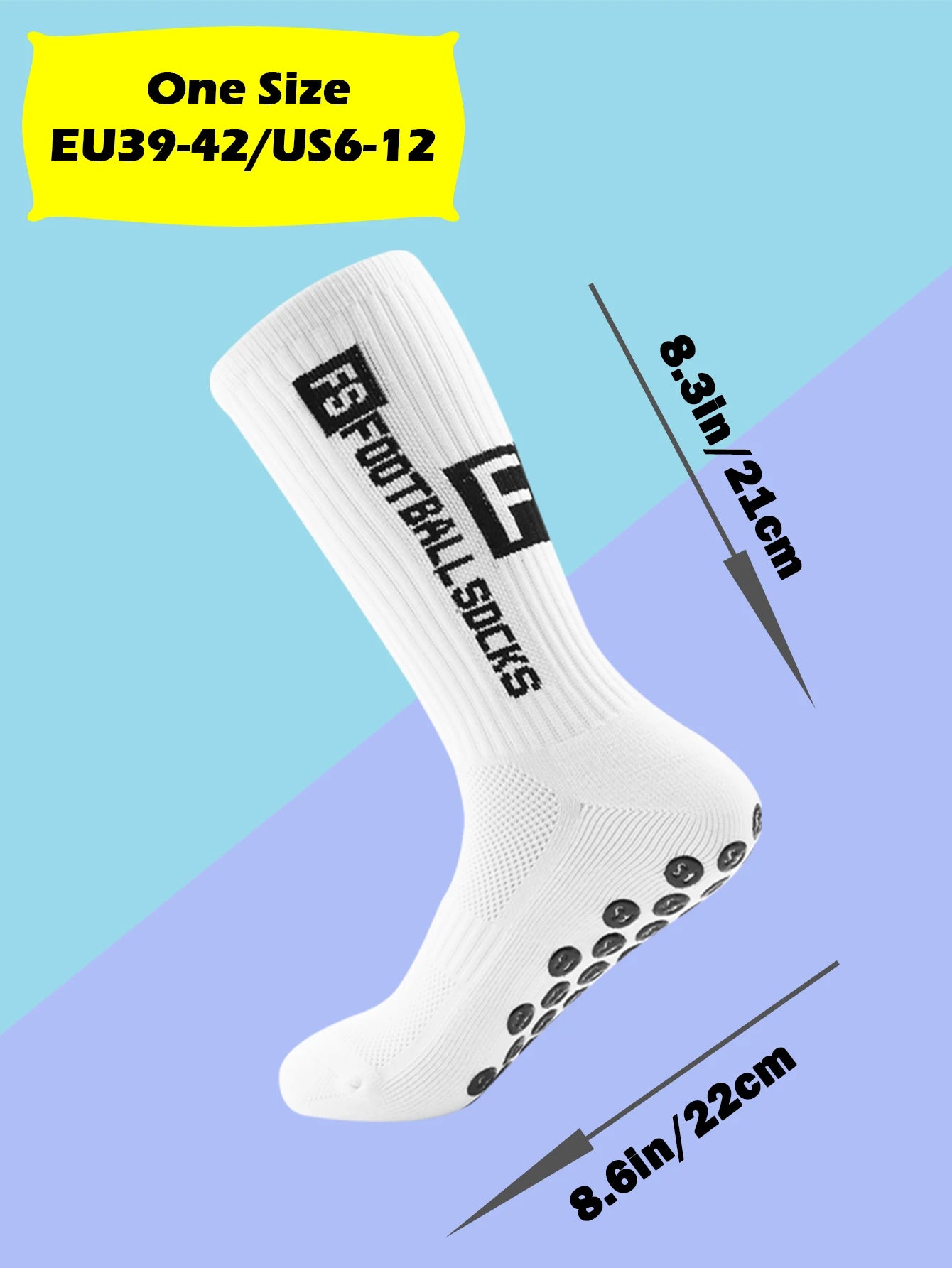 Men's Bamboo Soccer Socks With Non Slip Gripper Pads - 4 Pairs