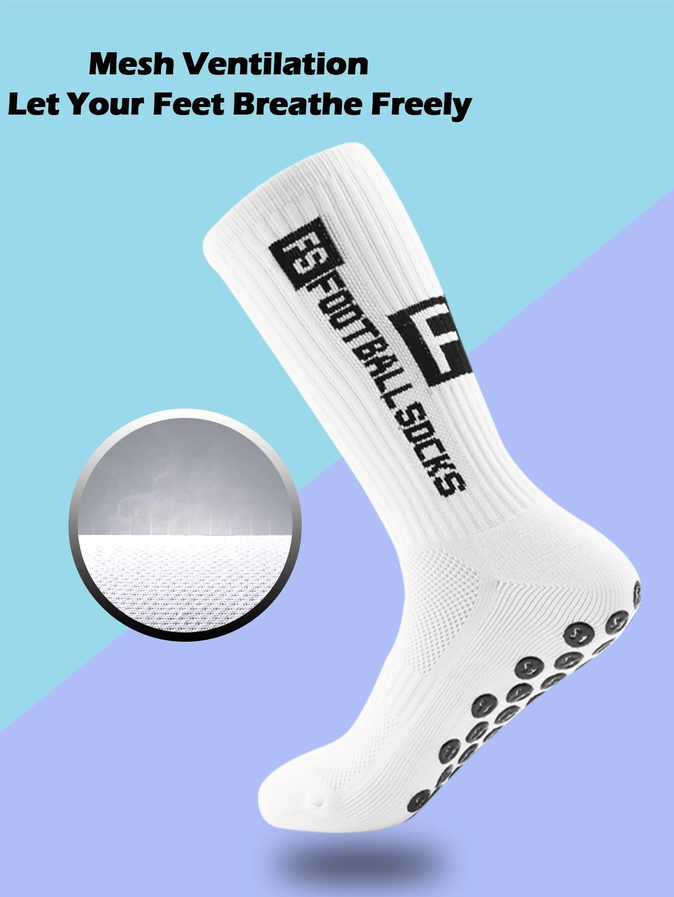 Men's Bamboo Soccer Socks With Non Slip Gripper Pads - 4 Pairs