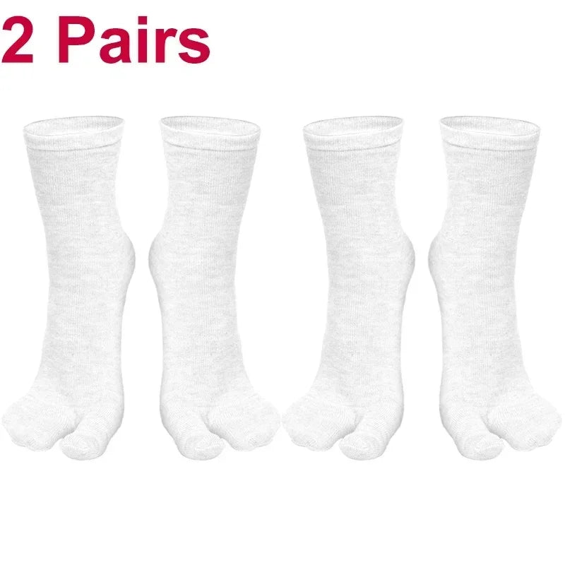 Two pairs of white cotton socks with a soft, comfortable fit for everyday wear.