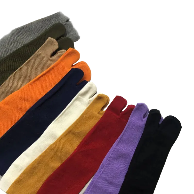 Colorful cotton fingerless gloves in various shades including orange, navy, and purple.