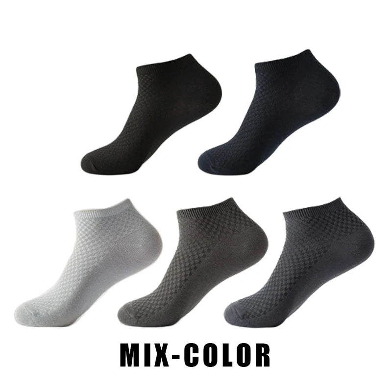 5 Pairs Men Bamboo Fiber Short Socks Breathable Casual Ankle Low Cut