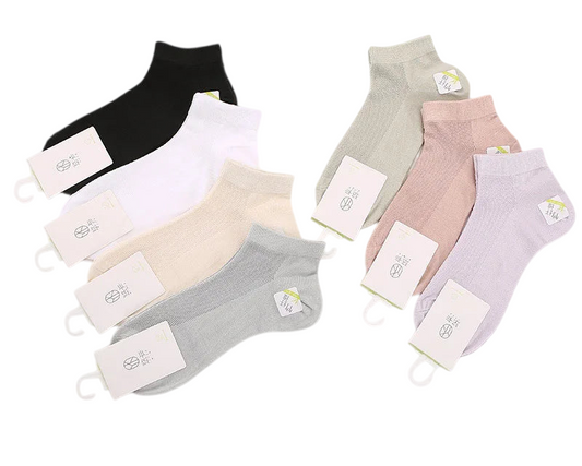 5-Pack Women's Bamboo Fiber Mesh Breathable Ankle Socks