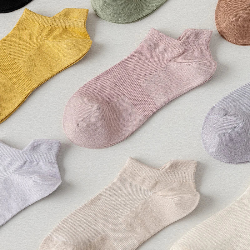 Bamboo Fiber No Show Socks - Thin Short Solid Color