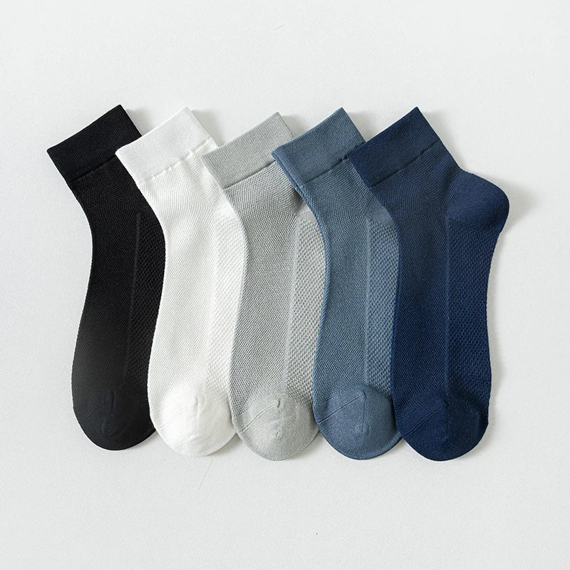 5 Pack Bamboo Socks For Men - Breathable Mesh w/Absorbent Odor Control
