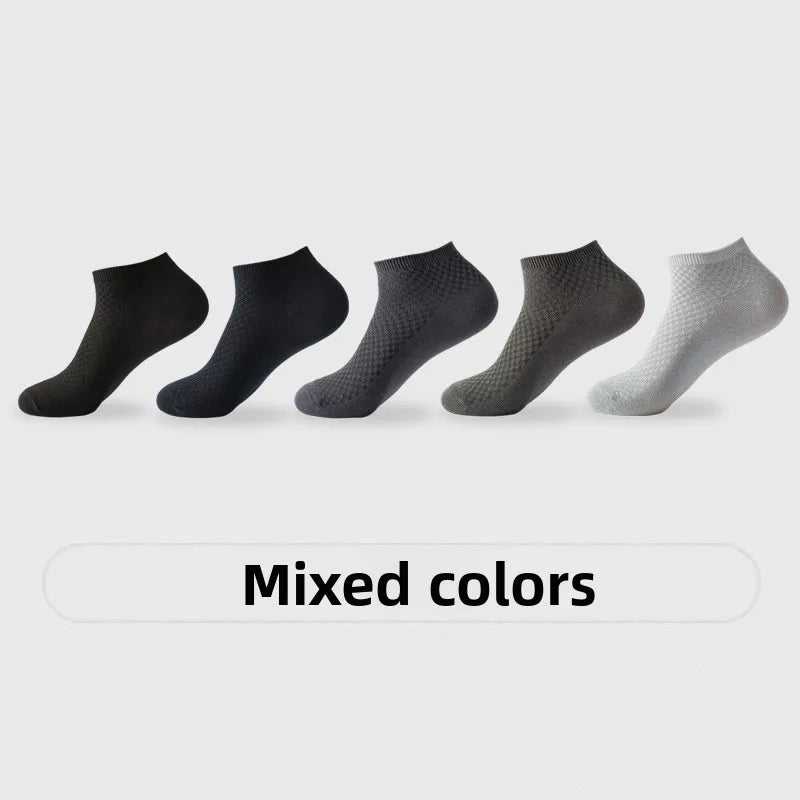 Men's Bamboo Fiber Ankle Socks Pack Of 5 Pairs Breathable EU Size 38 To 45
