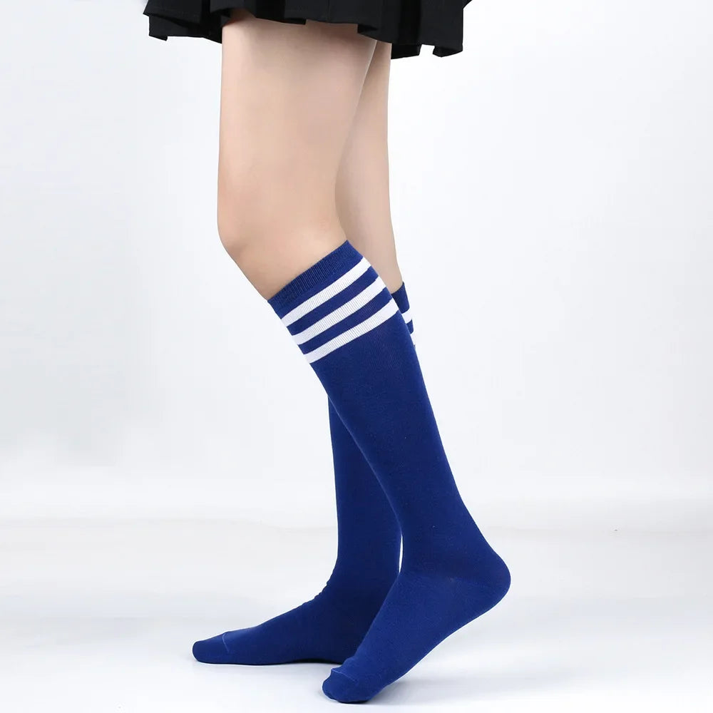 Women's Striped Knee High Bamboo Cotton Socks