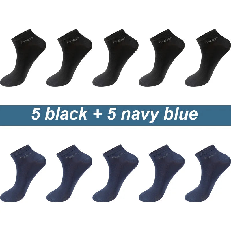 Men's Bamboo Fiber Socks 10 Pairs Breathable Ankle Antibacterial EU38-45 US6-11