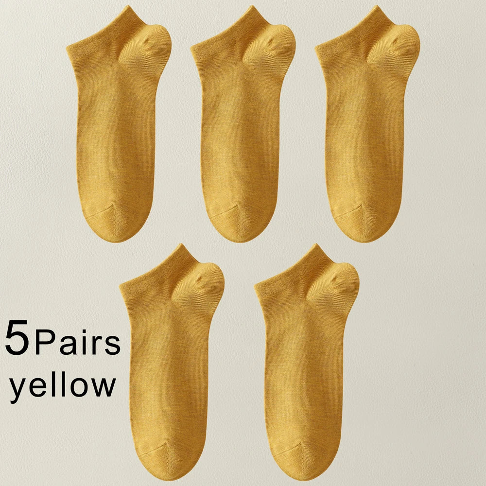 5 Pairs Mens Bamboo Fiber Ankle Socks Thin Breathable Antibacterial