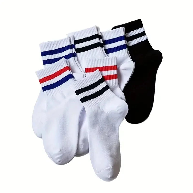 Vintage Two Stripe Bamboo Cotton Ankle Socks