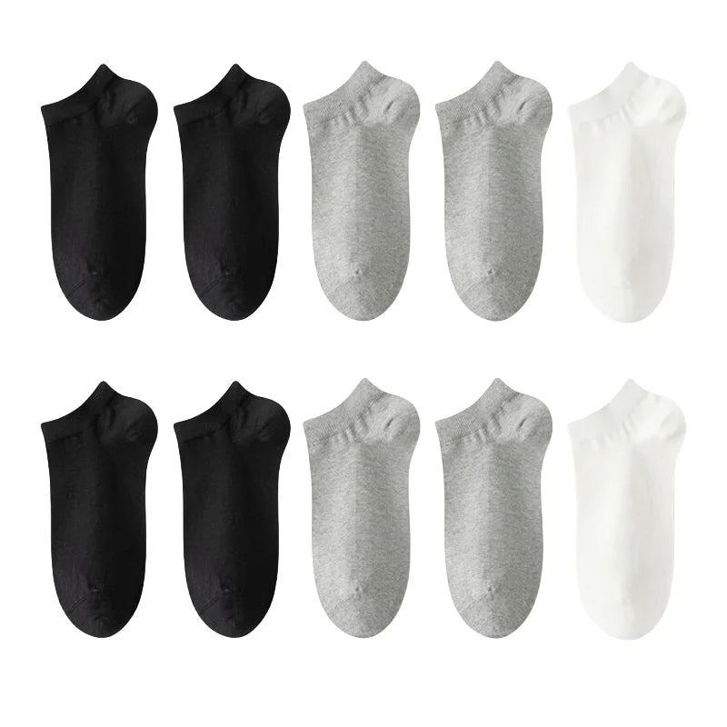 10 Pairs Mens Bamboo Fiber Ankle Socks Breathable Summer Black Boat Socks