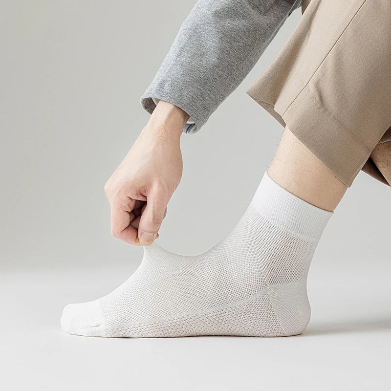 5 Pack Bamboo Socks For Men - Breathable Mesh w/Absorbent Odor Control