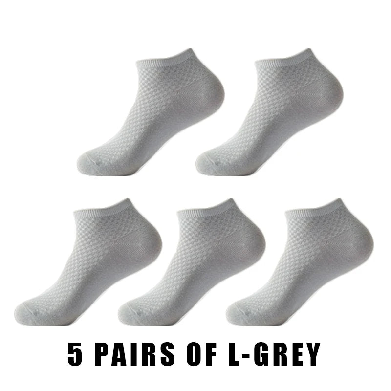 5 Pairs Men Bamboo Fiber Short Socks Breathable Casual Ankle Low Cut