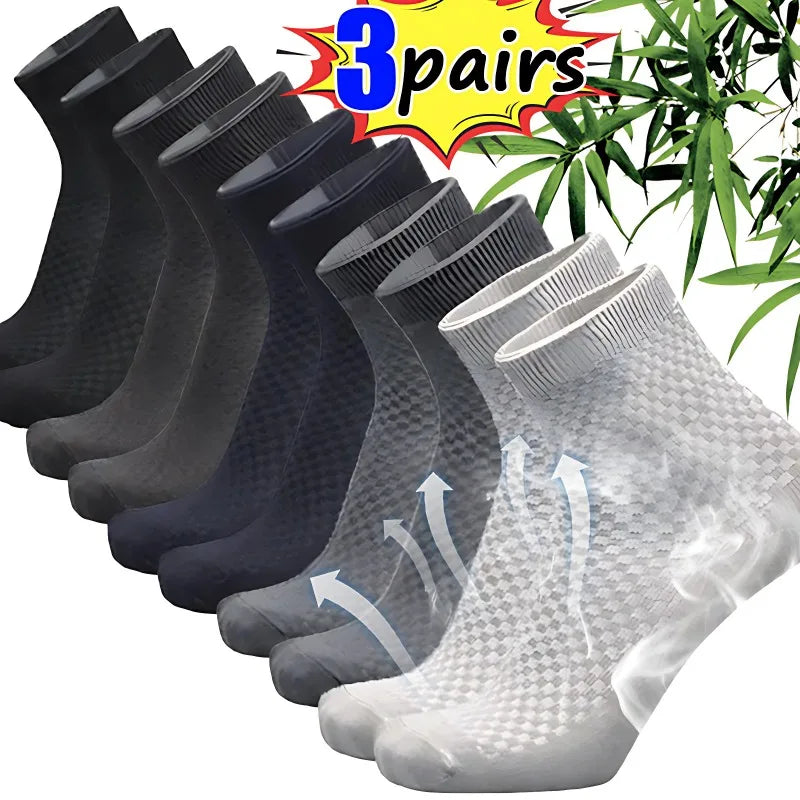 Mens Bamboo Fiber Deodorant High Tube Breathable Dress Socks One Size