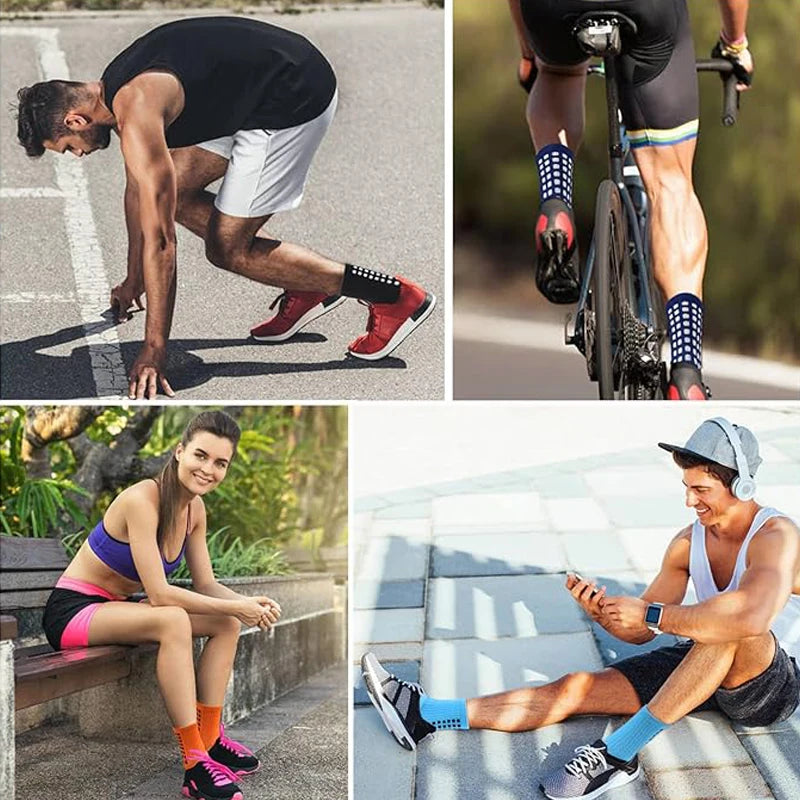 Men's Anti Slip Bamboo Grip Pad Sports Socks - Mid Calf